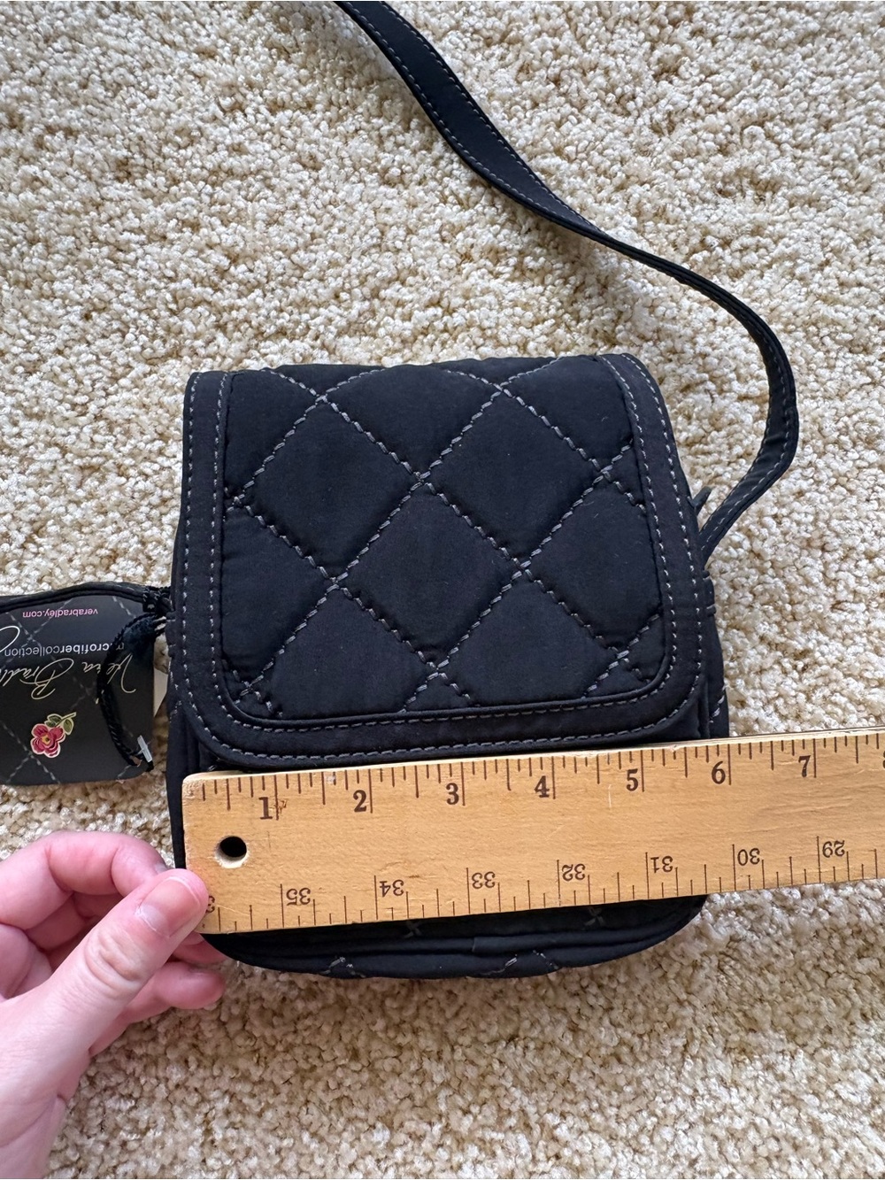 Vera Bradley Lili Hipster Crossbody Bag Black Microfiber Quilted NWT - Picture 8 of 10